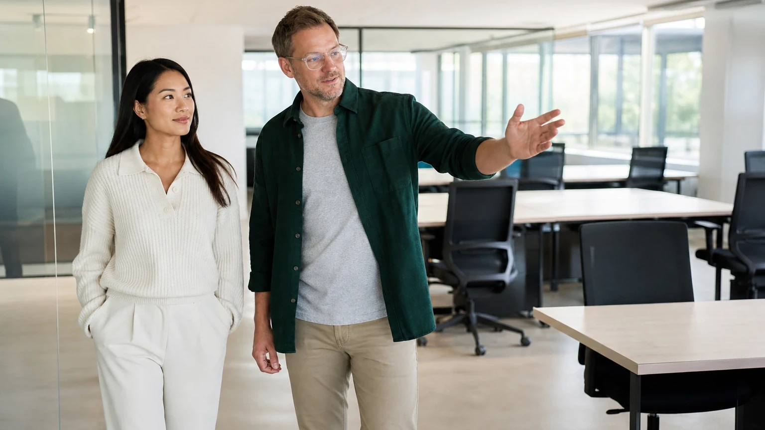 Workplace scene illustrating a practical onboarding plan for new employees