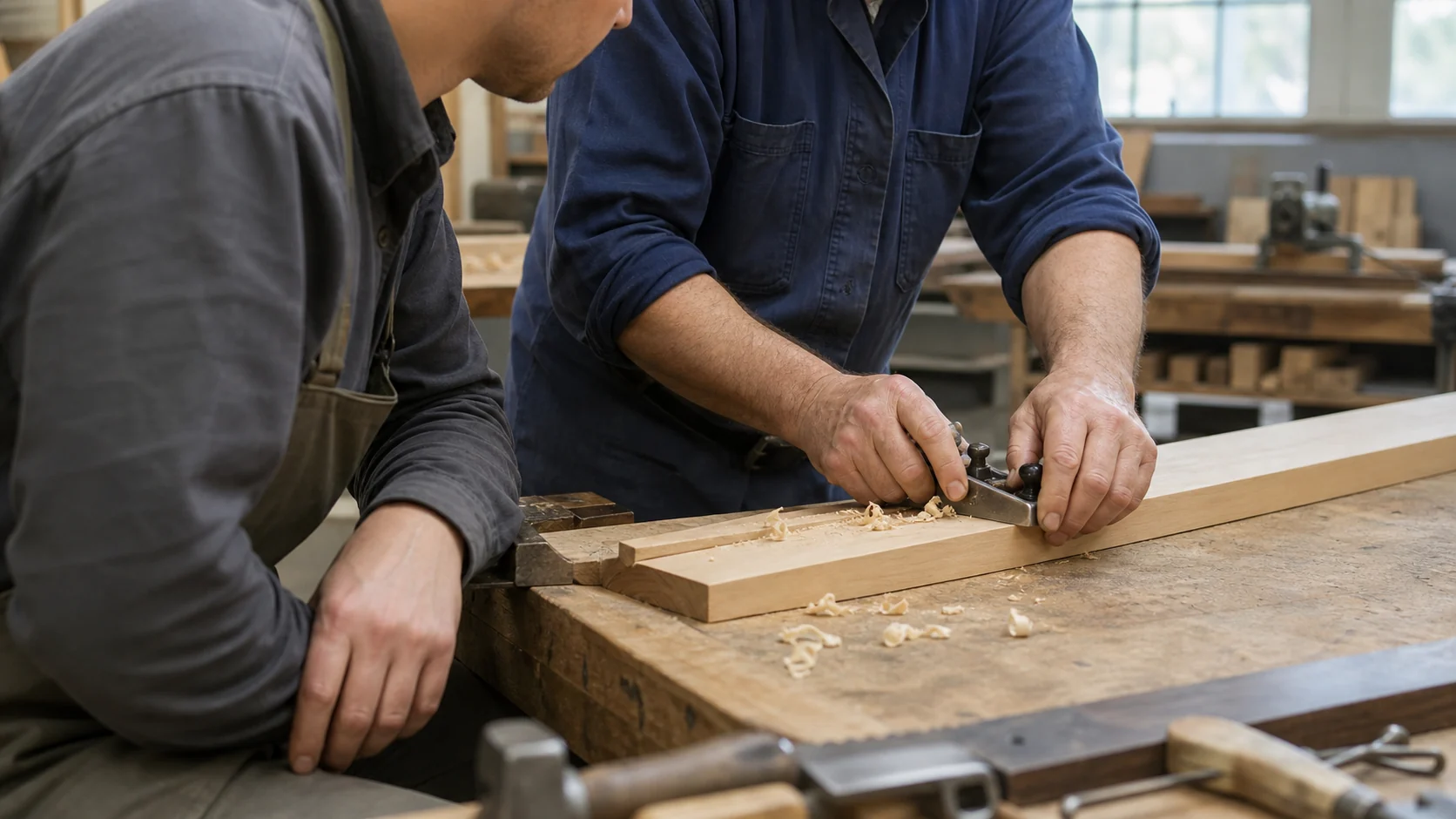 Employee learning a practical workplace skill